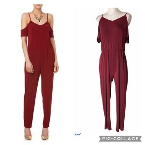 SIMPLY STYLED Cold Shoulder Slinky V Neck Pull  On Romper Medium